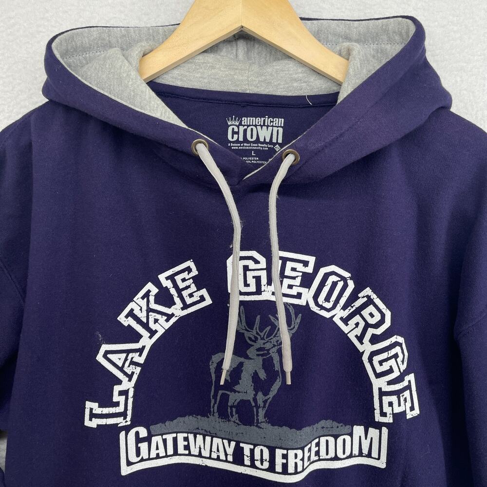 LAKE GEORGE Hoodie Adult L GATEWAY TO FREEDOM NY Sweatshirt Upstate Purple